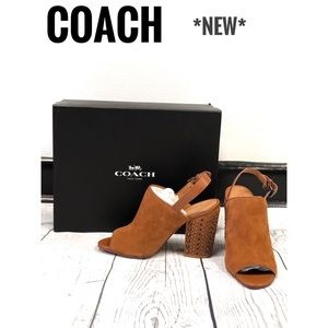 Coach Drew Lux Suede Heels, NEW